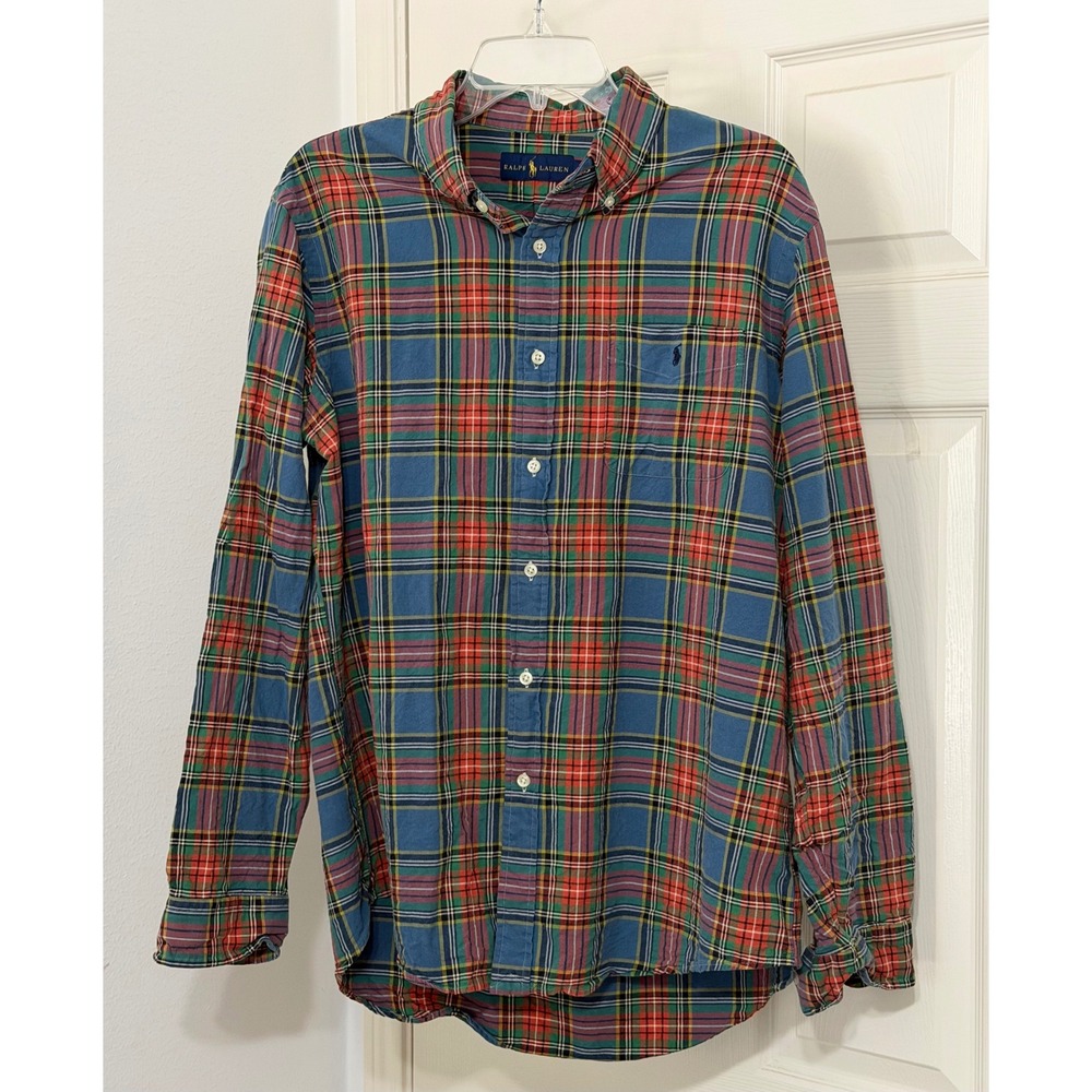 Ralph Lauren sz Mens L Plaid Button Down Shirt Long Sleeve preppy heritage‎